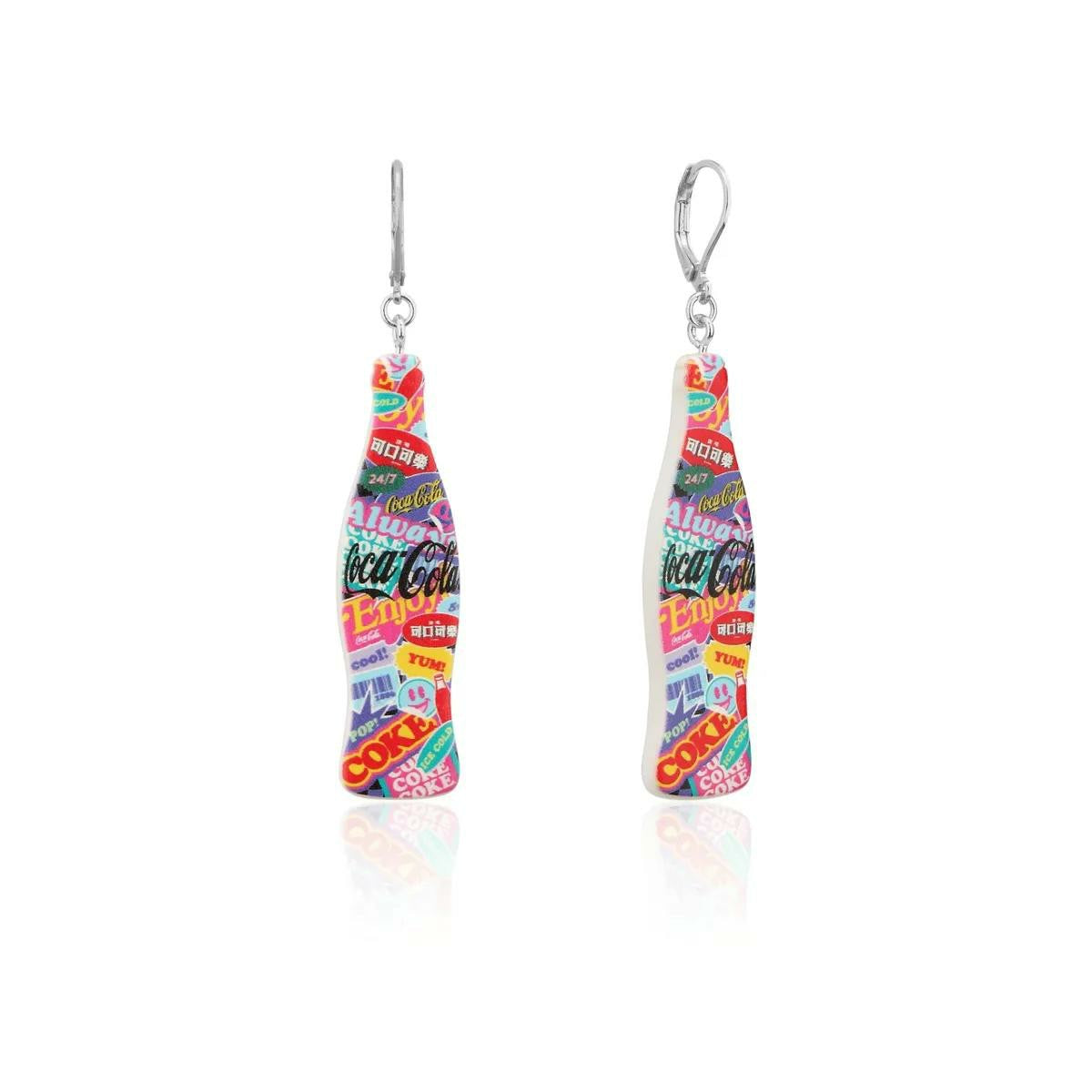 Coke Bottle Pop Drop Earrings White Gold | Coca-Cola Store