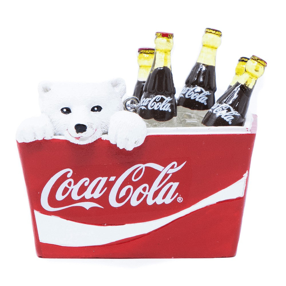 Coca‑Cola Polar Bear in Cooler Ornament | 2.75" Resin Holiday Decor | Coca-Cola Store