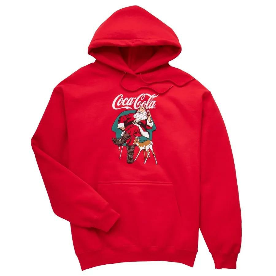 Coca-Cola Relaxed Santa With Deer Unisex Hoodie | Coca-Cola Store