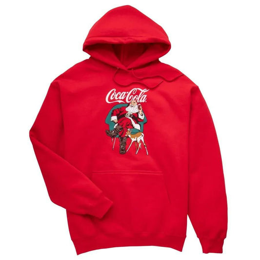 Coca-Cola Relaxed Santa With Deer Unisex Hoodie | Coca-Cola Store
