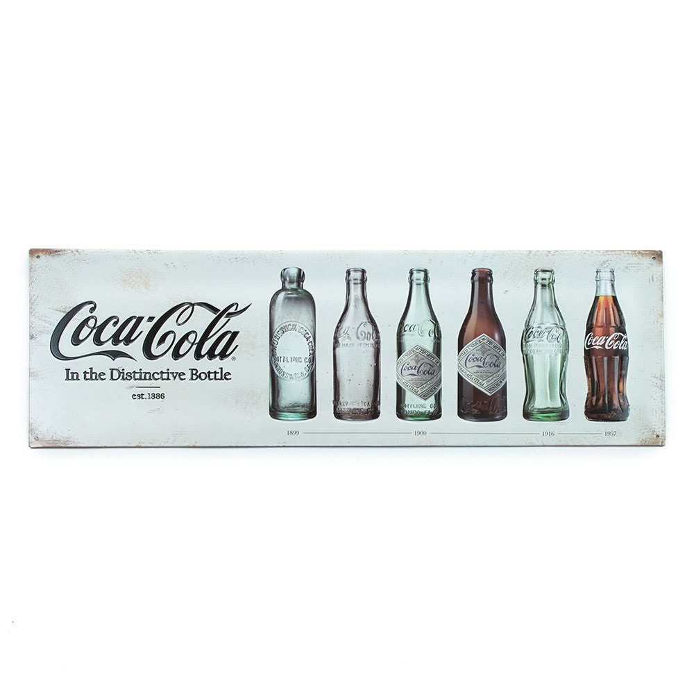 Coca-Cola Bottle Evolution Galvanized Large Steel Sign | Coca-Cola Store