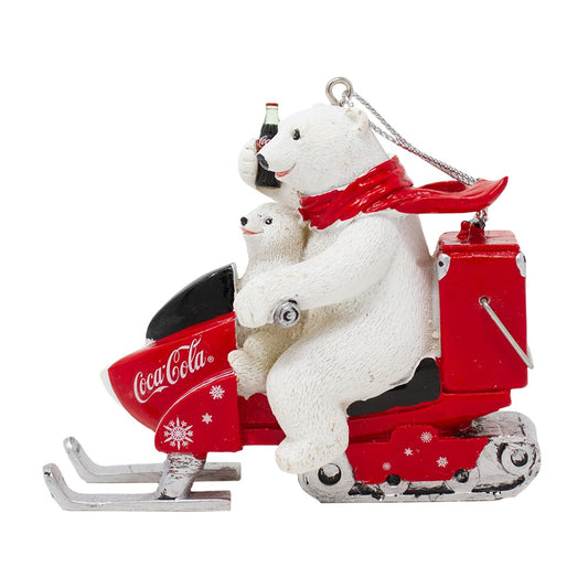 Coca-Cola Polar Bear & Cub On Snow Mobile Ornament | Coca-Cola Store