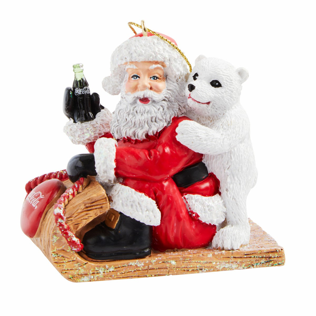 Coca‑Cola Santa Cub on Sled Ornament | 3" Resin Holiday Decor | Coca-Cola Store