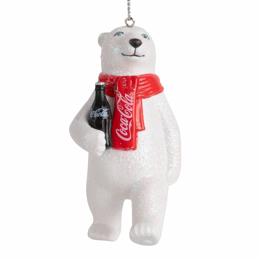 Coca‑Cola Polar Bear Holding Bottle Ornament | 3.5" Resin Holiday Decor | Coca-Cola Store