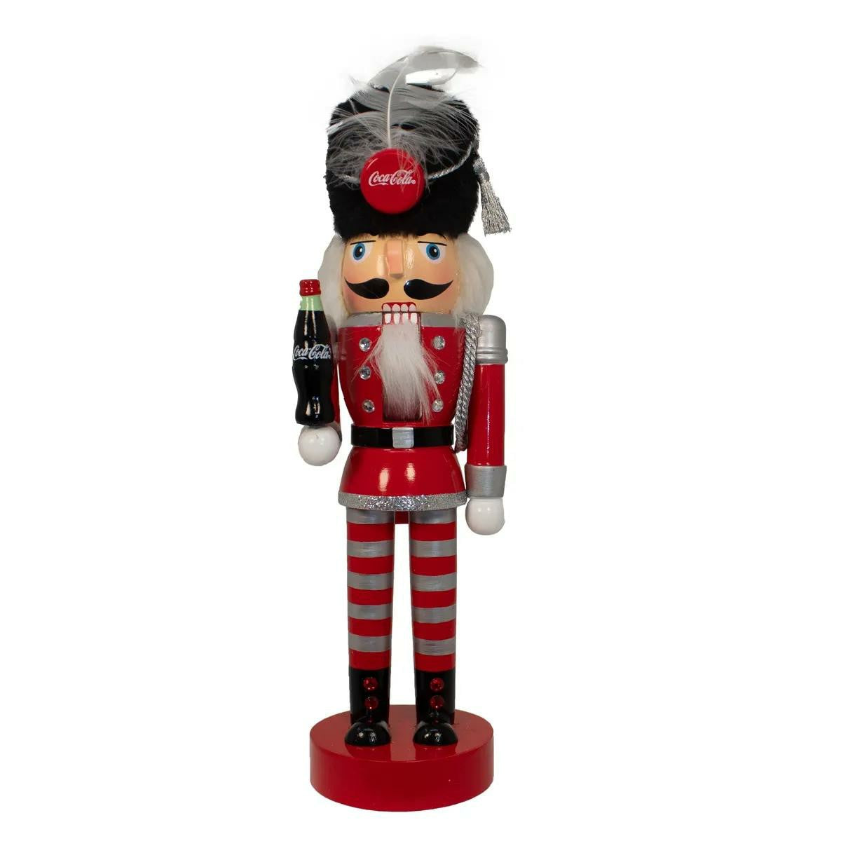 Coca‑Cola Nutcracker Striped Pant Figurine | 10.5" Wooden Holiday Decor | Coca-Cola Store