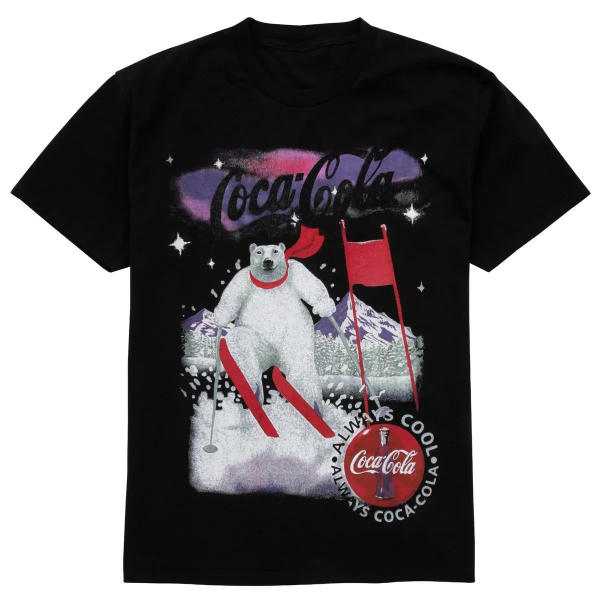 Coca-Cola Skiing Polar Bear Unisex Black T-Shirt | Coca-Cola Store